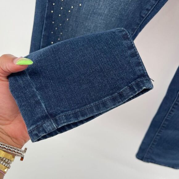 Rebecca Minkoff Dark Wash Studded Skinny Jeans Women’s Size 10 Mid Rise - Picture 6 of 16